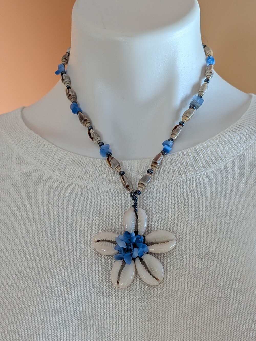 Blue Shell Flower Necklace - Women Jewelry